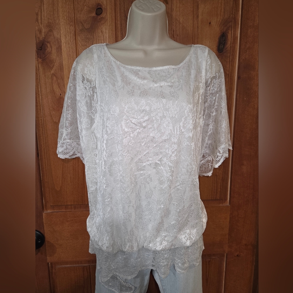 Jones New York White Lace Blouse